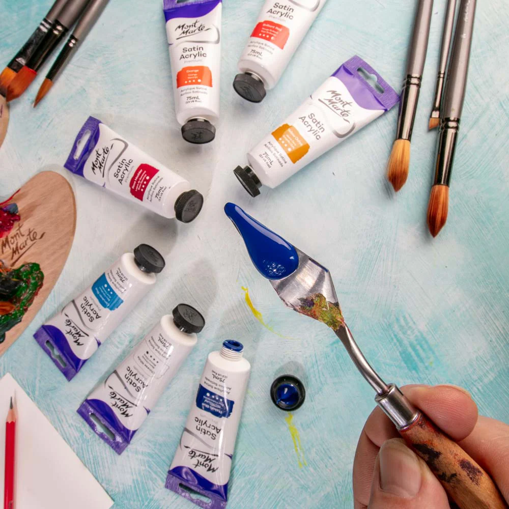 Satin Acrylic Paint Premium 75ml Tube - Phthalo Blue - Image 7