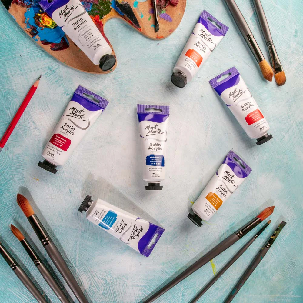 Satin Acrylic Paint Premium 75ml Tube - Phthalo Blue - Image 8