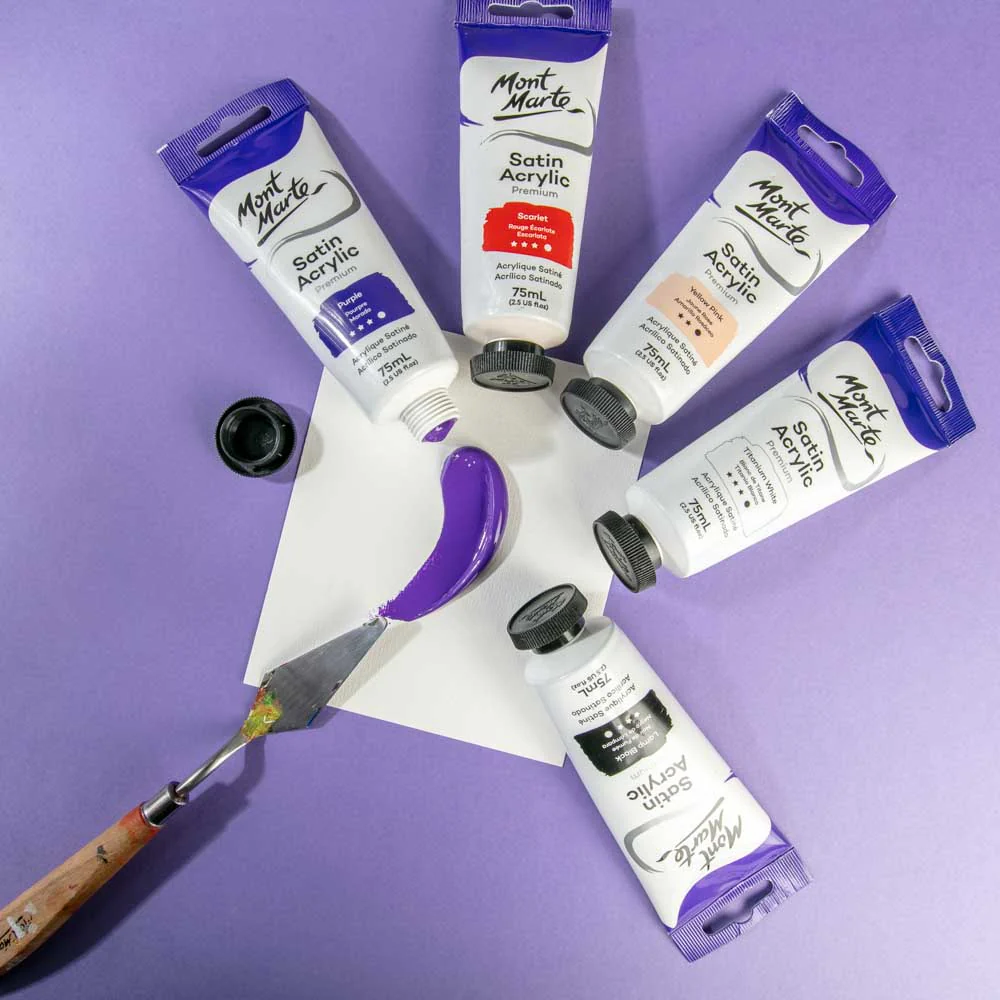 Satin Acrylic Paint Premium 75ml Tube - Purple - Image 5