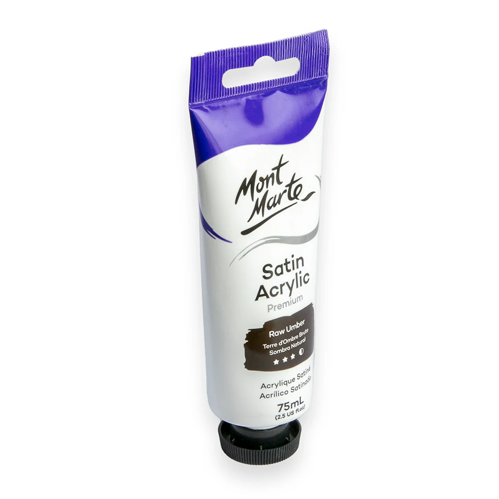Satin Acrylic Paint Premium 75ml Tube - Raw Umber - Image 2