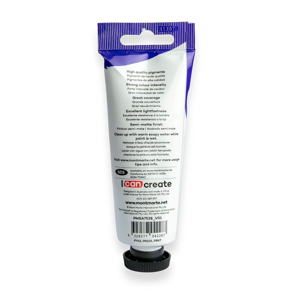Satin Acrylic Paint Premium 75ml Tube - Raw Umber - Image 3