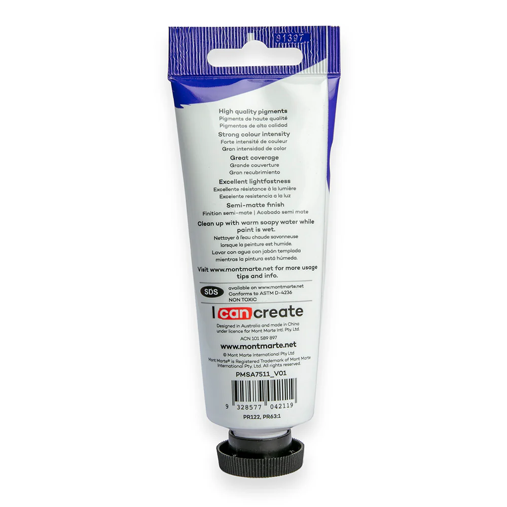 Satin Acrylic Paint Premium 75ml Tube - Rose Madder - Image 3