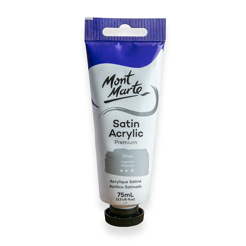 Satin Acrylic Paint Premium 75ml Tube - Silver