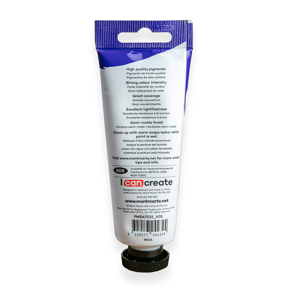 Satin Acrylic Paint Premium 75ml Tube - Silver - Image 4