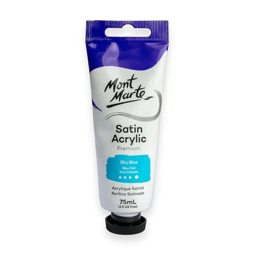 Satin Acrylic Paint Premium 75ml Tube - Sky Blue
