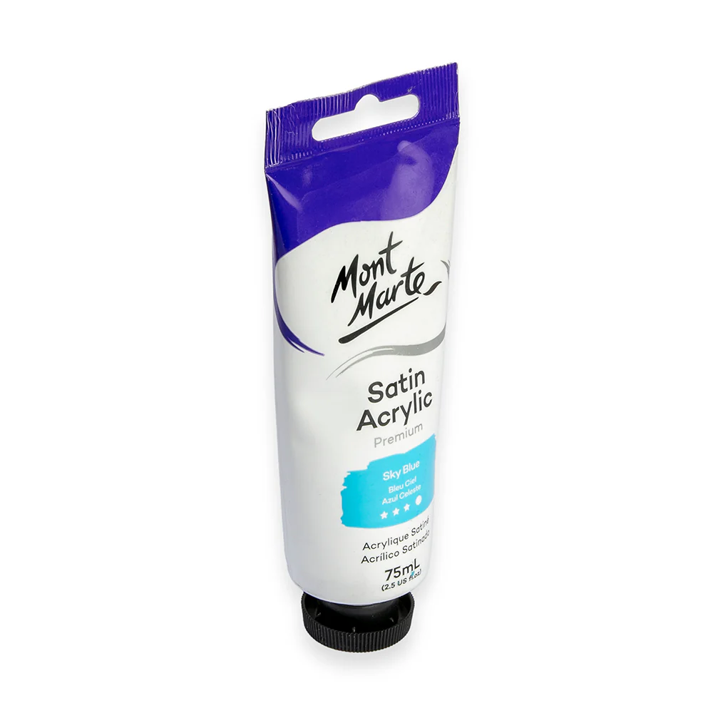 Satin Acrylic Paint Premium 75ml Tube - Sky Blue - Image 2