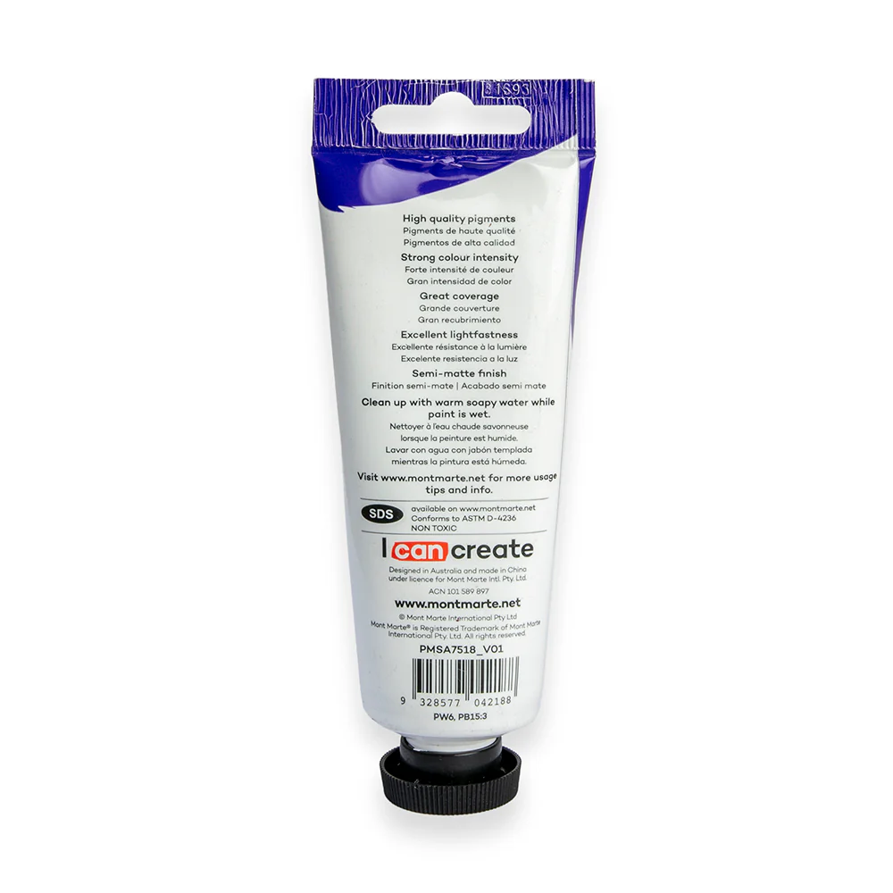 Satin Acrylic Paint Premium 75ml Tube - Sky Blue - Image 3