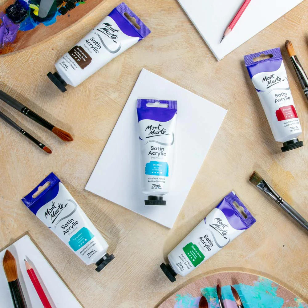 Satin Acrylic Paint Premium 75ml Tube - Sky Blue - Image 8