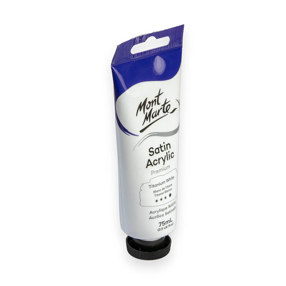 Satin Acrylic Paint Premium 75ml Tube - Titanium White - Image 3