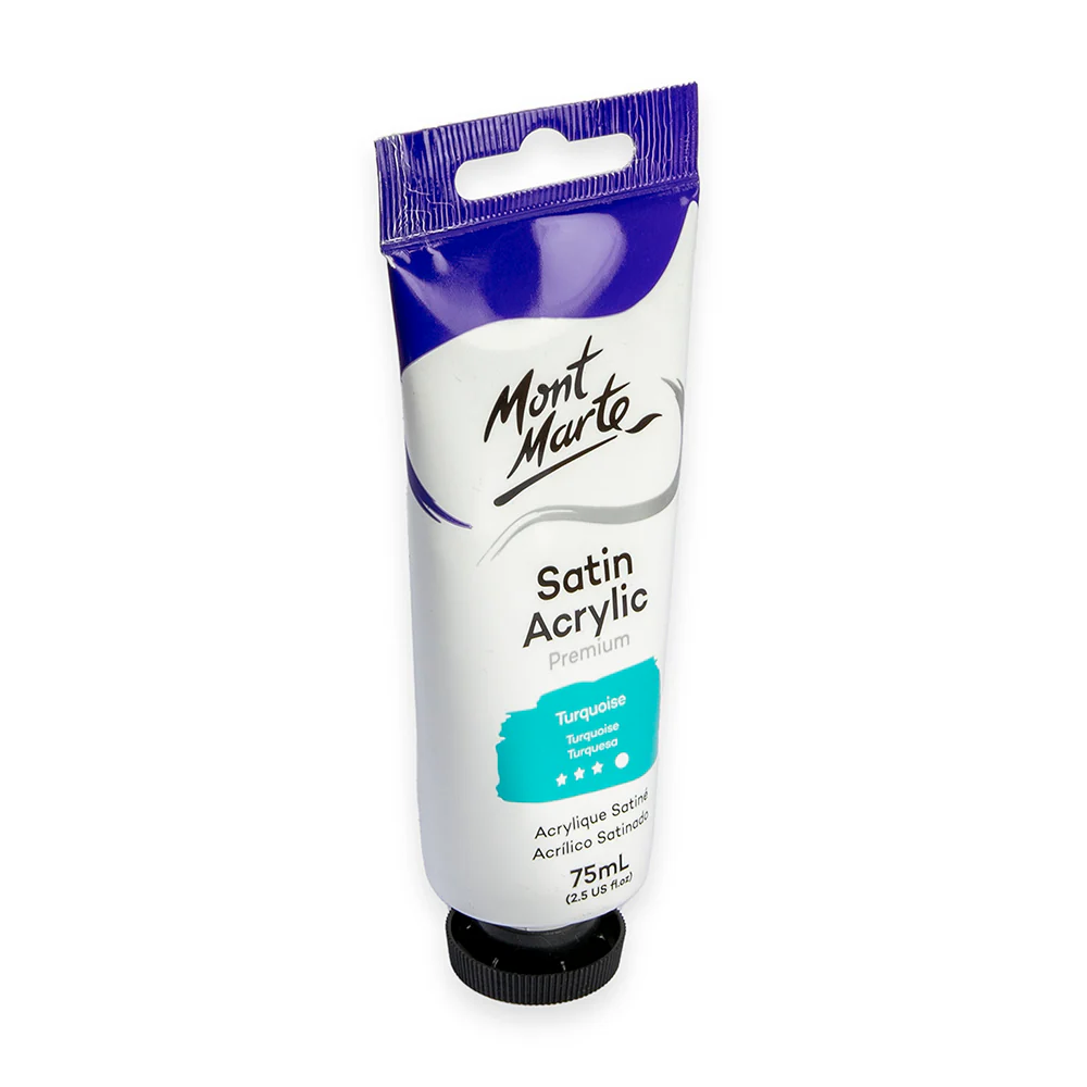 Satin Acrylic Paint Premium 75ml Tube - Turquoise - Image 2
