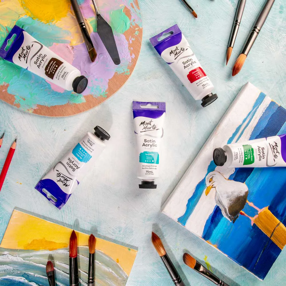 Satin Acrylic Paint Premium 75ml Tube - Turquoise - Image 6