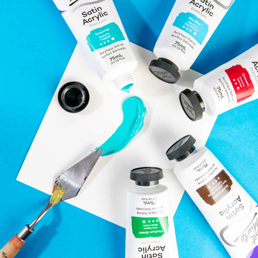 Satin Acrylic Paint Premium 75ml Tube - Turquoise - Image 7