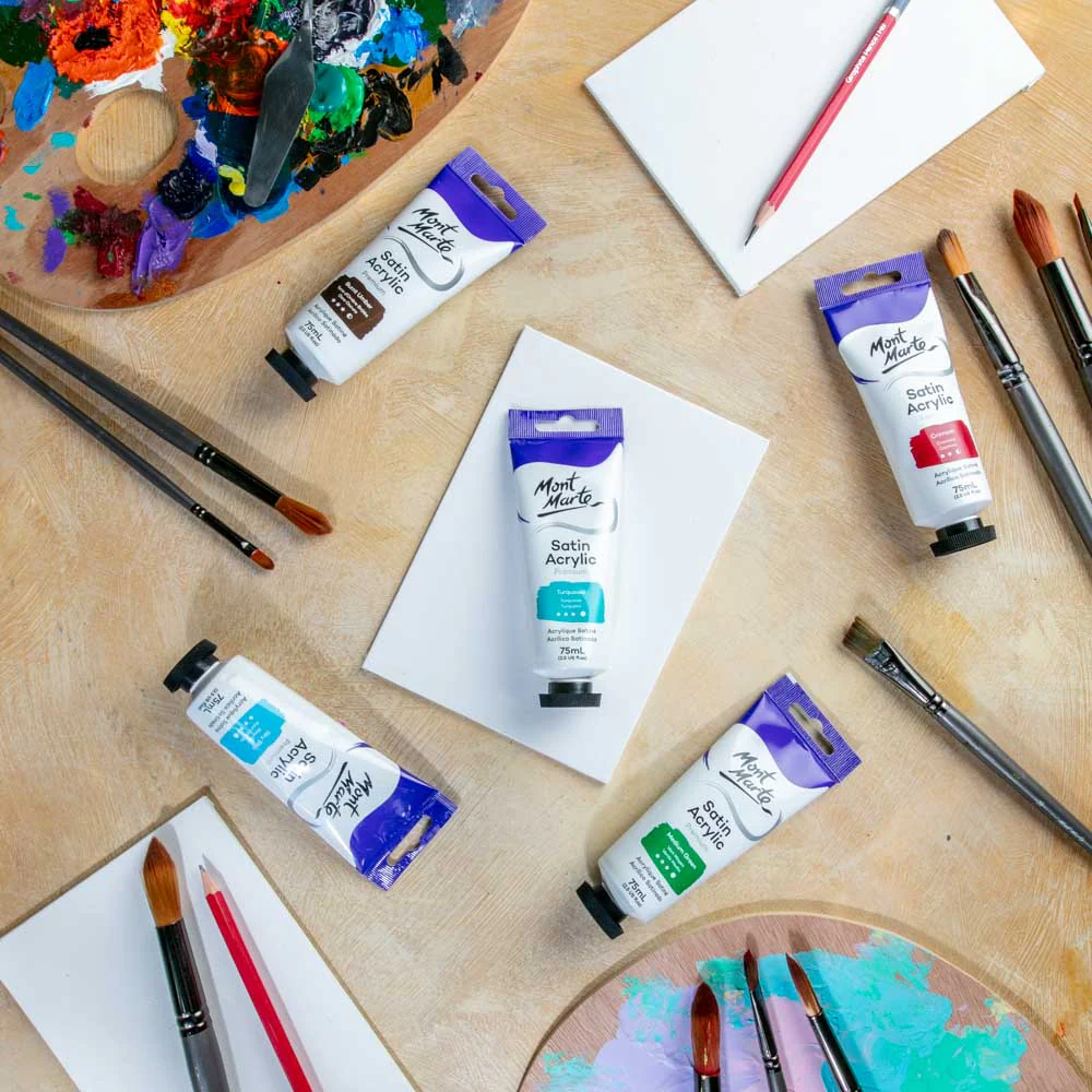 Satin Acrylic Paint Premium 75ml Tube - Turquoise - Image 8