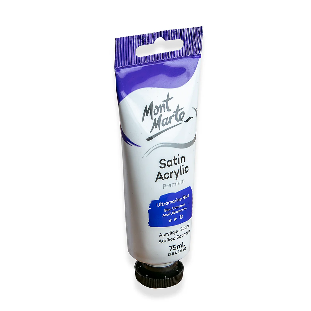 Satin Acrylic Paint Premium 75ml Tube - Ultramarine Blue - Image 2