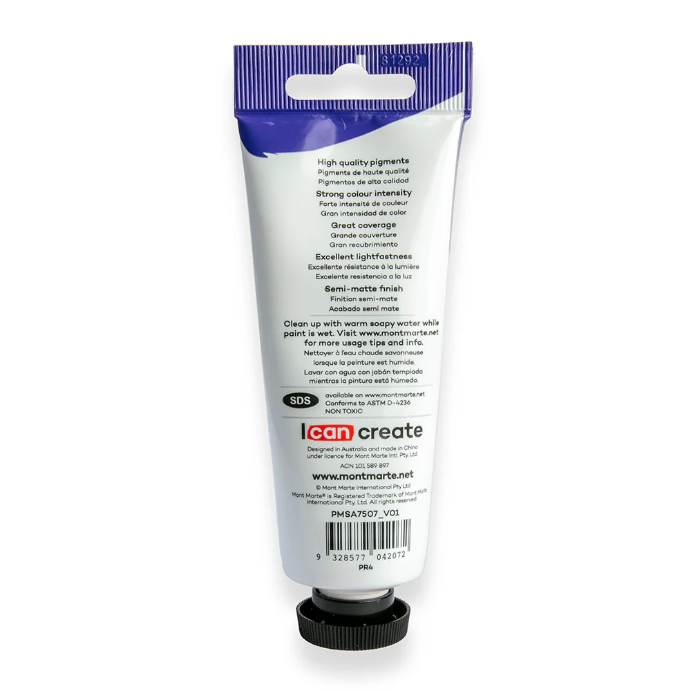 Satin Acrylic Paint Premium 75ml Tube - Vermilion - Image 3