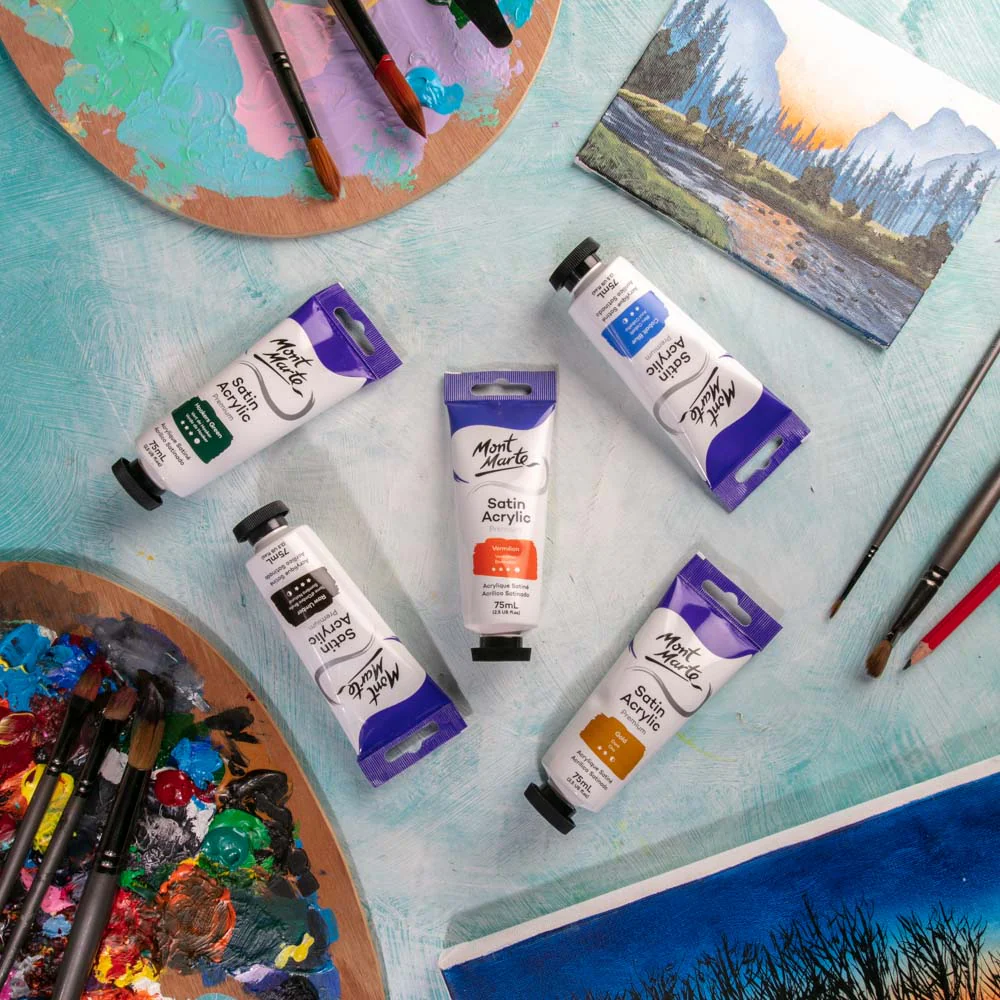 Satin Acrylic Paint Premium 75ml Tube - Vermilion - Image 6