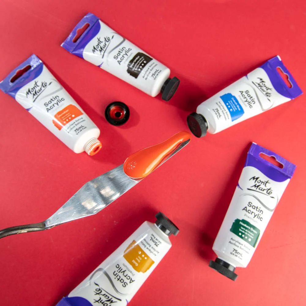 Satin Acrylic Paint Premium 75ml Tube - Vermilion - Image 7