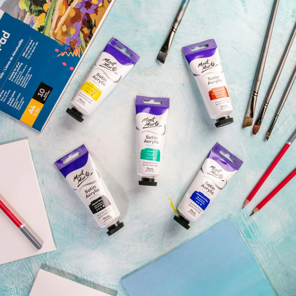 Satin Acrylic Paint Premium 75ml Tube - Viridian - Image 6