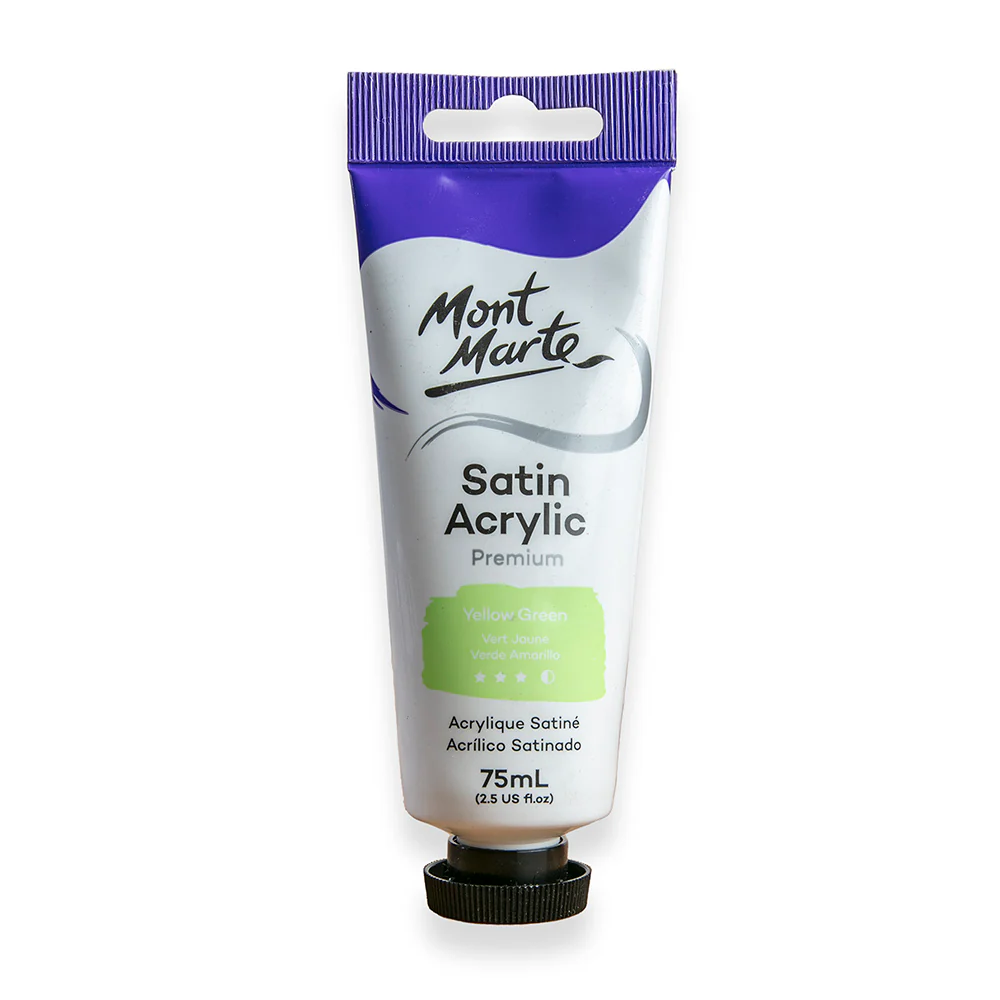 Satin Acrylic Paint Premium 75ml Tube - Yellow Green