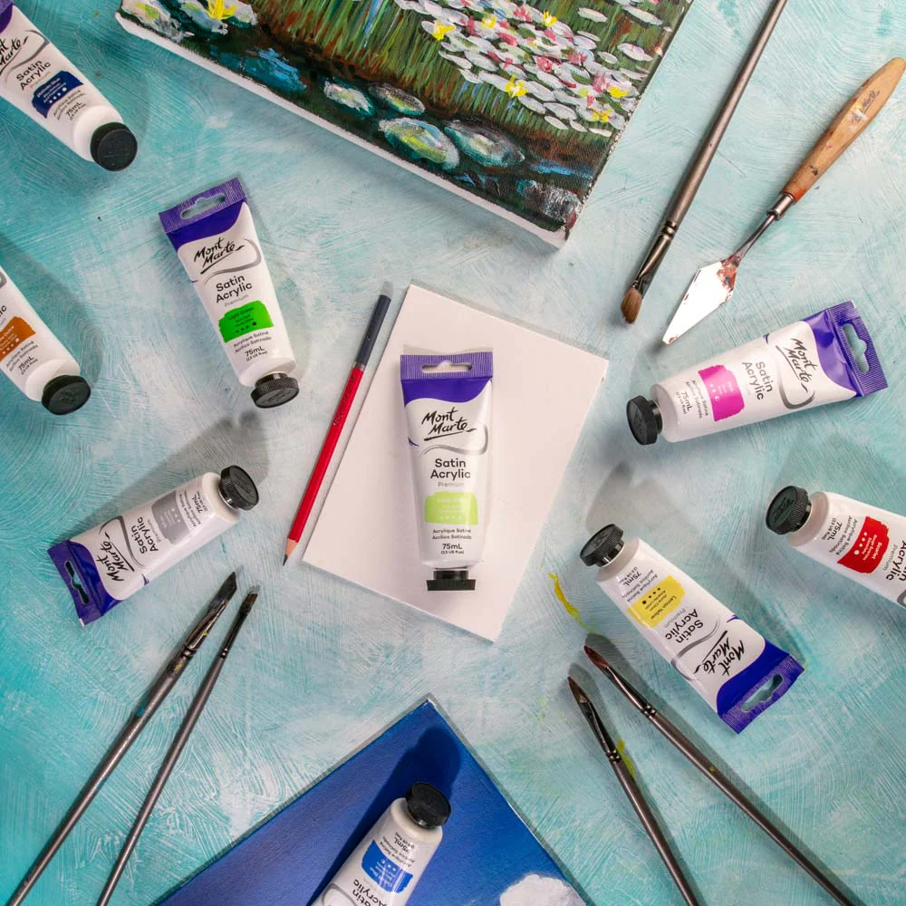 Satin Acrylic Paint Premium 75ml Tube - Yellow Green - Image 7