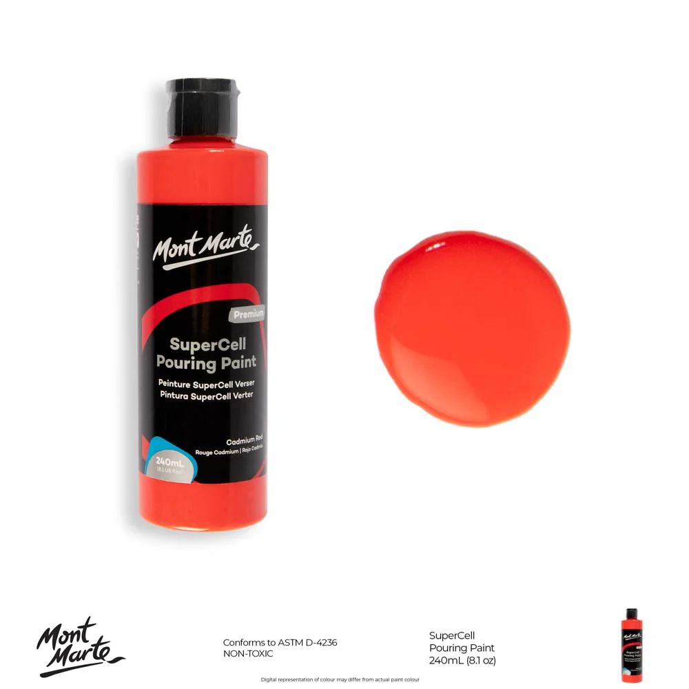 SuperCell Pouring Paint Premium 240ml -  Cadmium Red - Image 10