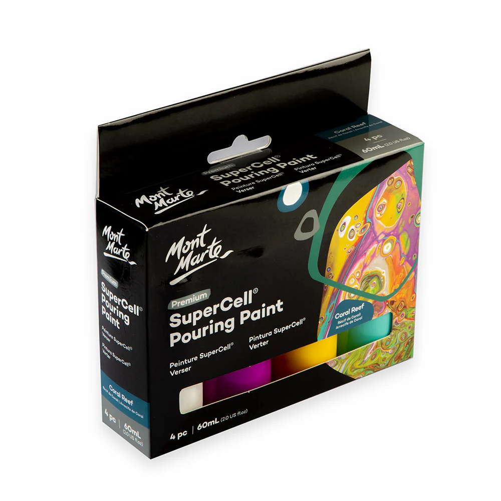 SuperCell Pouring Paint Set Premium 4pc x 60ml - Coral Reef - Image 3