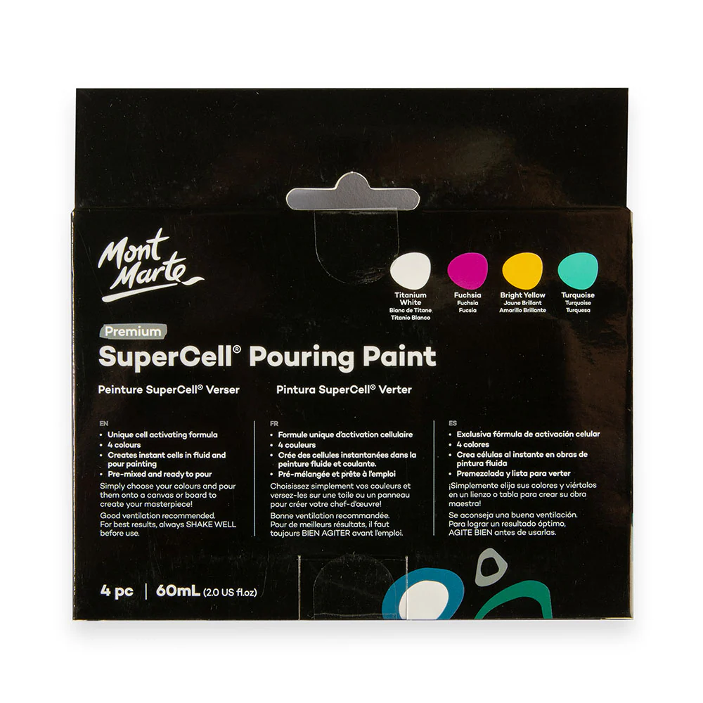 SuperCell Pouring Paint Set Premium 4pc x 60ml - Coral Reef - Image 4