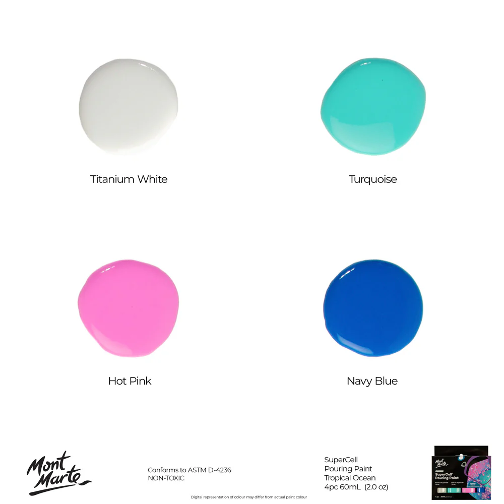 SuperCell Pouring Paint Set Premium 4pc x 60ml - Tropical Ocean - Image 10