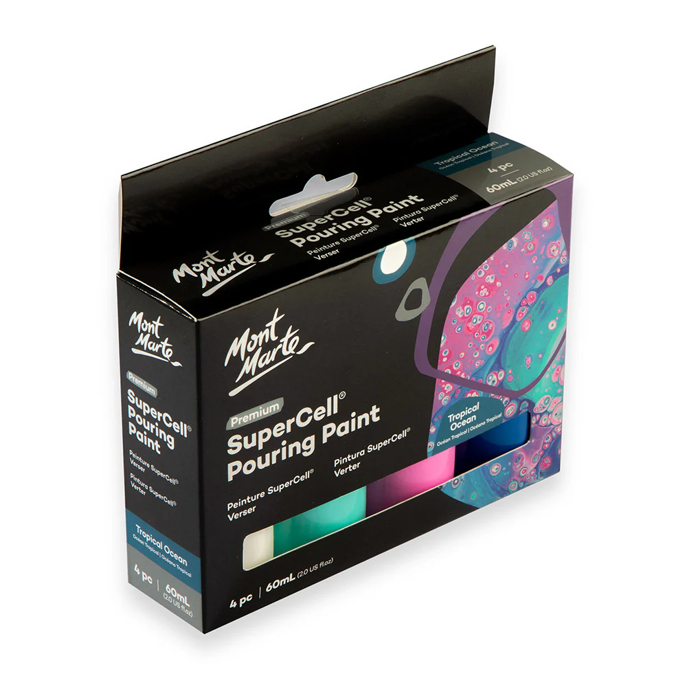 SuperCell Pouring Paint Set Premium 4pc x 60ml - Tropical Ocean - Image 3