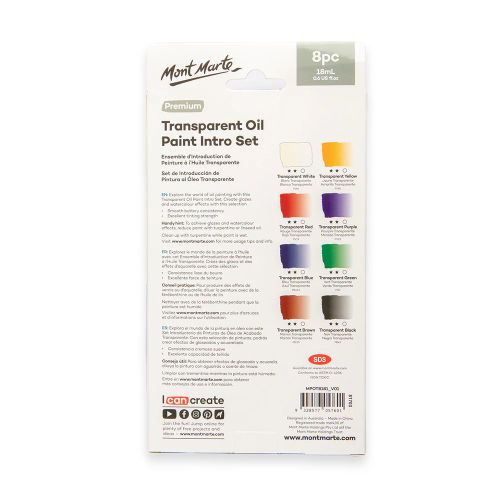 Transparent Oil Paint Intro Set Premium 8pc x 18ml - Image 5
