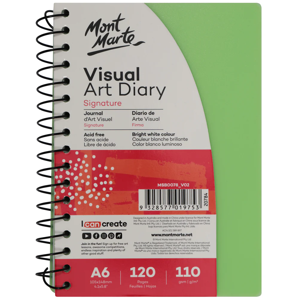 Visual Art Diary Signature A6 120 Pages 110gsm - Green