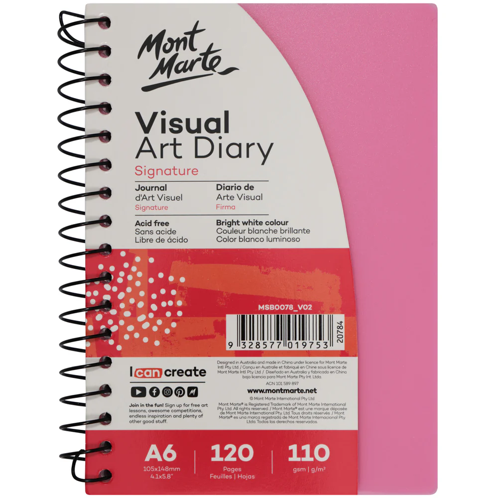 Visual Art Diary Signature A6 120 Pages 110gsm - Pink