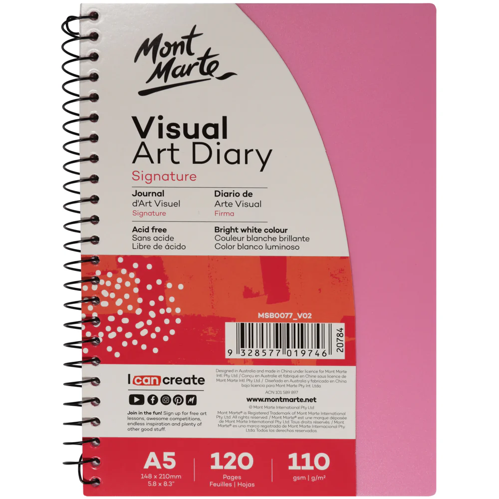 Visual Art Diary Signature A5 120 Pages 110gsm - Pink