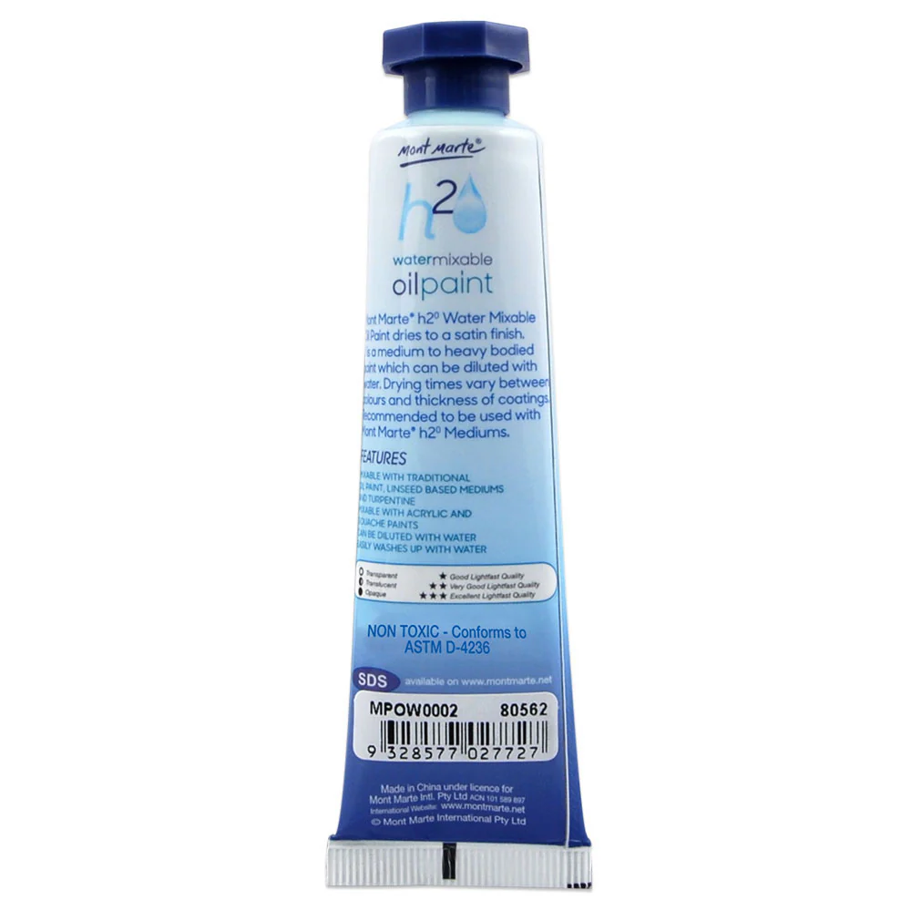 Water Mixable Oil Paint 37ml - Zinc White - Image 2