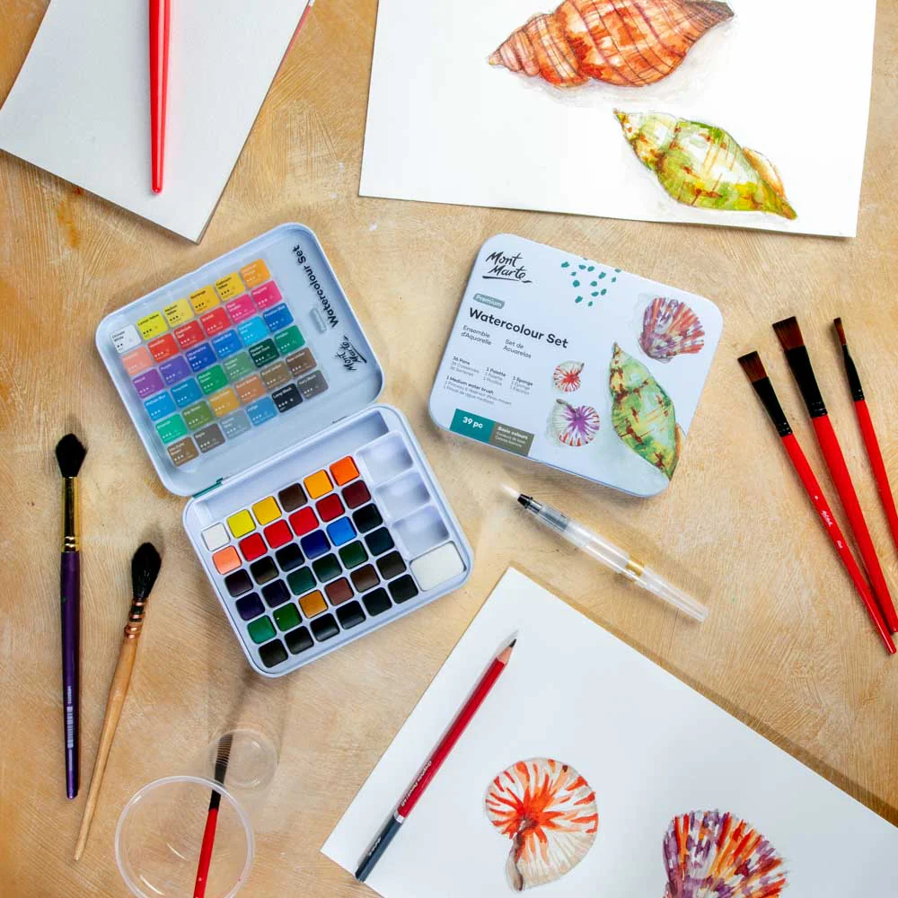 Watercolour Set in Tin 39pc - Image 10