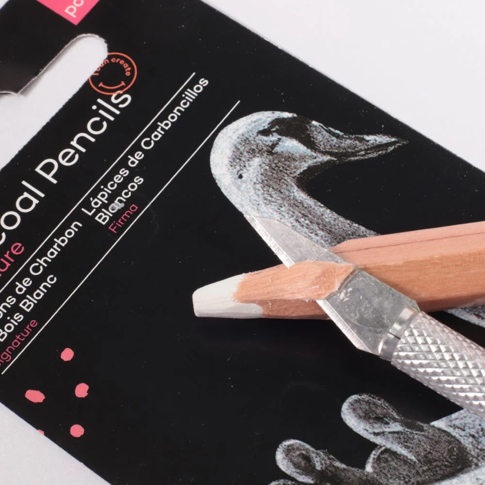 White Charcoal Pencils Lge Hex Signature 2pc - Image 3