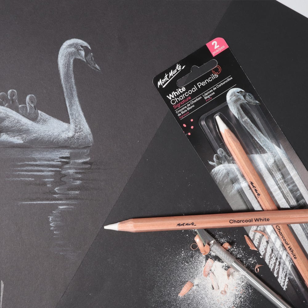 White Charcoal Pencils Lge Hex Signature 2pc - Image 5