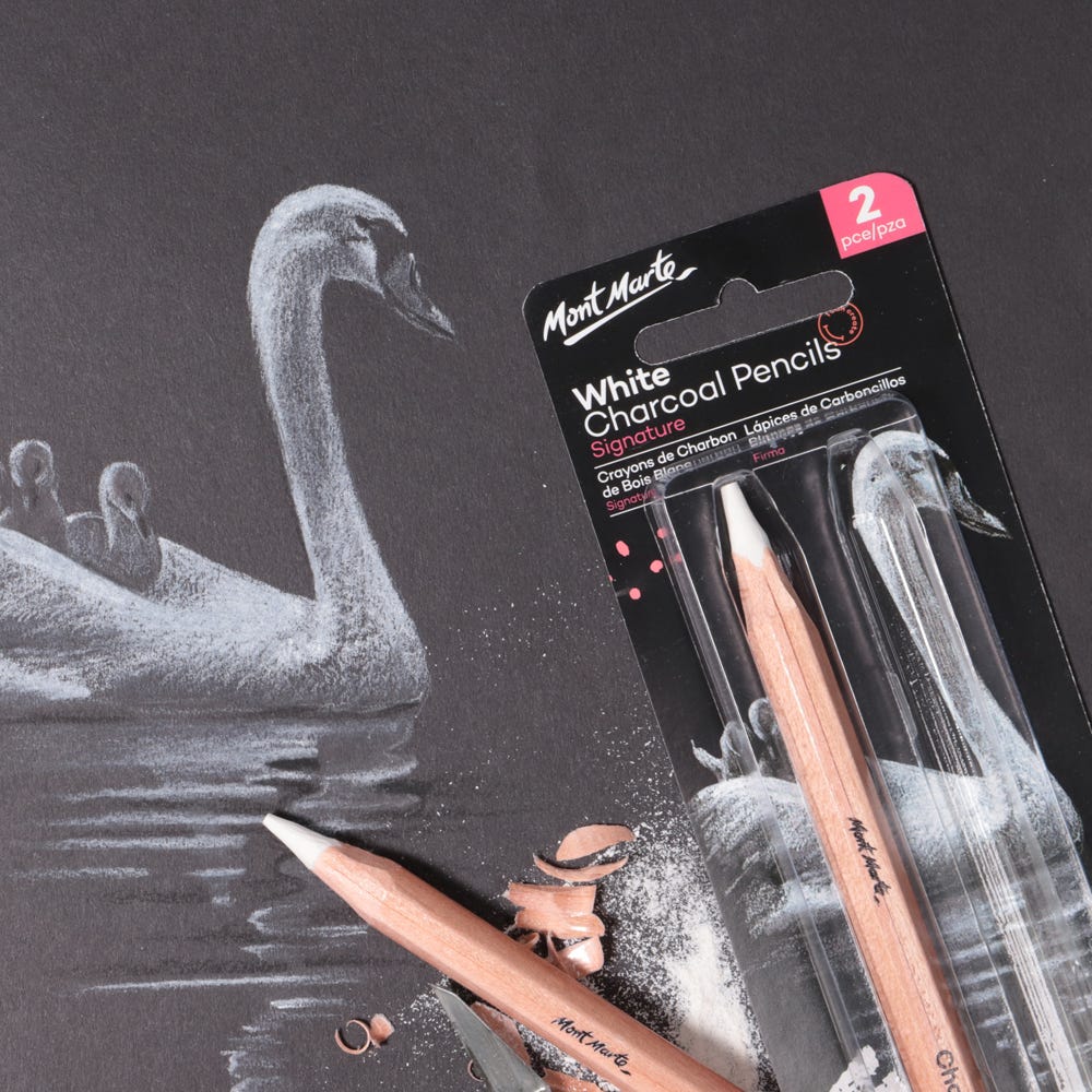 White Charcoal Pencils Lge Hex Signature 2pc - Image 6