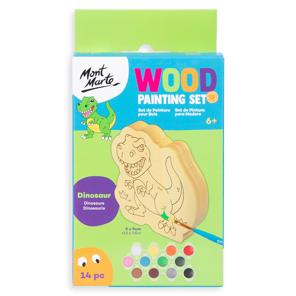 Wood Painting Set 14pc - Dinosaur